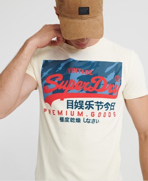 Superdry Organic Cotton Vintage Logo Camo Férfi Pólók Bézs | SYNEJ7098